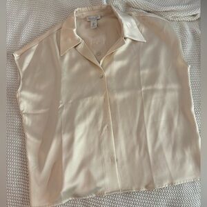 Rachel Zoe Satin Effect Plain Collared Button Down Shirt 🩶